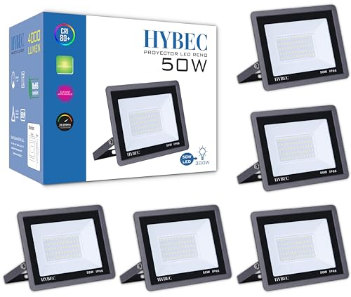 CLAR - Foco LED Exterior 50W, Proyector LED Interior/Exterior, Luz Impermeable (Pack 5)