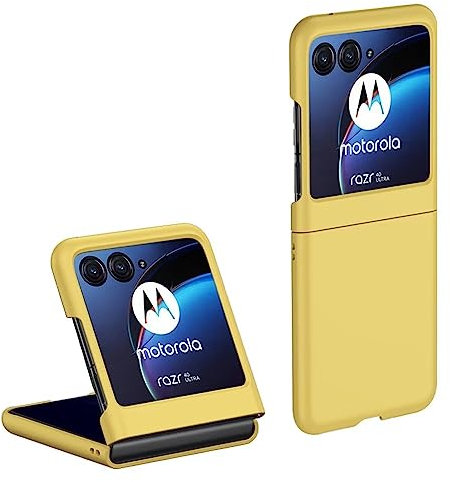 Topme Coque de téléphone Hard Skin pour Motorola Moto Razr 40 Ultra 6.9, Manchon de Protection Antichoc en Polycarbonate - Jaune