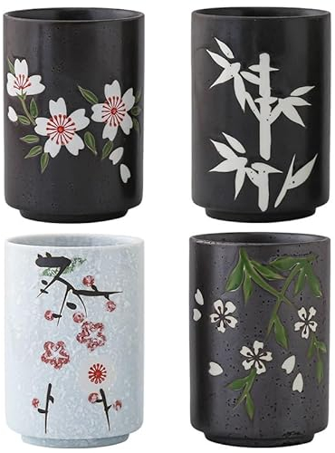 Bafnsiji Tasse à thé en céramique, Tasse à Boire en céramique 300ml, Tasses à thé japonaises, Ensemble à thé en céramique, Tasse à thé en céramique, Tasse sans poignée en Porcelaine Faite à la Main
