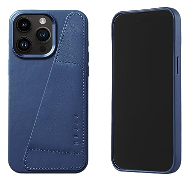 Mujjo Lederhülle Wallet iPhone 15 Pro Max blau