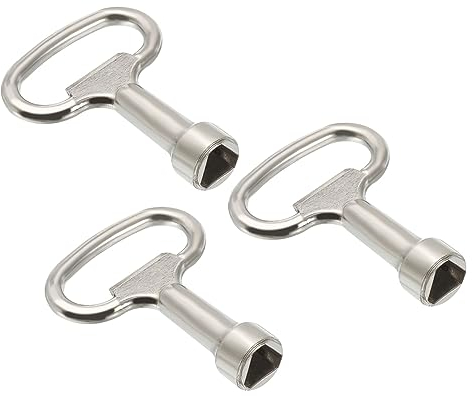 PATIKIL Clé Triangle Douille 12.5x7mm, 3 Paquet Pour Armoire Électrique, Compteur Gaz/Eau, Ascenseur, Porte, Panneau Verrouillage - Argent