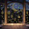 KAIRNE Ramadan Fensteraufkleber,Ramadan Fensterdeko Mond und Sterne Fensticker,Selbstklebend Ramadan Wandtattoo,Blume Gold Wandsticker Wandaufkleber für Schlafzimmer Kinderzimmer Zuhause Fenster Deko