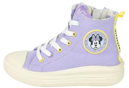 CERDÁ LIFE'S LITTLE MOMENTS Minnie Mouse Sneakers für Kinder - lila - Größe 32 - Schnürverschluss - High Top Sneakers mit PVC-Sohle - Hergestellt aus Baumwolle - Original Produkt entworfen in Spanien