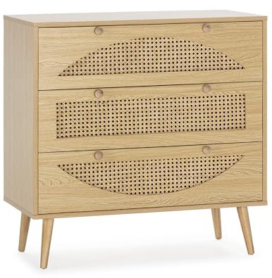 HOMN LIVING Kommode Luna mit 3 Schubladen, Eiche, 80 cm (Breite) 40 cm (Tiefe) 80 cm (Höhe)