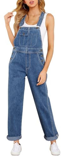 Vetinee Jeanslatzhose Damen Jeans Overall Damen Latzhose Jeans Damen Damen Jumpsuit Damen Jumpsuit Sommer Latzhose Damen Indigo Oberlicht Größe X-Large Passt EU Größe 46 bis EU Größe 48