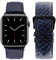 Eternel - Cinturino compatibile con Apple Watch Odyssee blu circe 42/44/45/49 mm adattatori alluminio grigio siderale/mezzanotte - Pelle marina fatta in Francia - Compatibile tutti gli Apple Watch