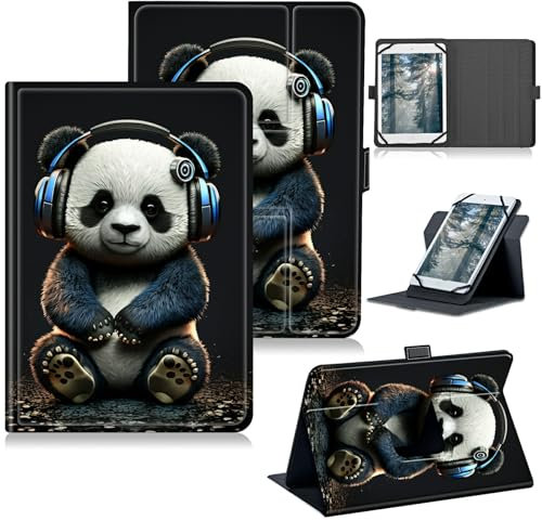 RWUTYTIUL Schutzhülle für Onn 10,4 Zoll Tablet Pro 2023, Universal-Hülle, Ständer, Schutzhülle mit mehreren Ansichten, PU-Leder, Schutzhülle für 22,9 cm - 26,7 cm (9 - 10,5 Zoll) Tablet, Cate Panda