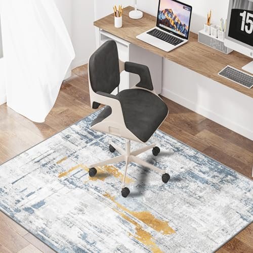 WTHYGB Bürostuhl Unterlage Bodenschutzmatte für Hartböden 90x120cm Gaming Stuhlmatten Kratzfest Bodenmatte Stuhlunterlage rutschfest Bürostuhlunterlage Unterlage Schreibtischstuh (Blau Gelb)