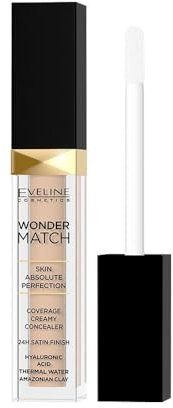 Eveline Cosmetics Wonder Match Flüssiger Concealer in Sand Nude #25 - Feuchtigkeitsspendende und Anti-Aging-Formel mit Hyaluronsäure, Thermalwasser & Amazonischer Tonerde