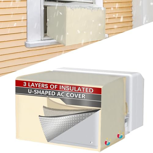 50,8 cm L x 34,9 cm H x 32,8 cm T Außenfenster-Klimaanlagenabdeckung, kompatibel mit Midea U-förmiger Klimaanlage 8000/10000/120000 BTU, 3-lagige Isolierung, AC-Abdeckung, Klimaanlagenabdeckungen