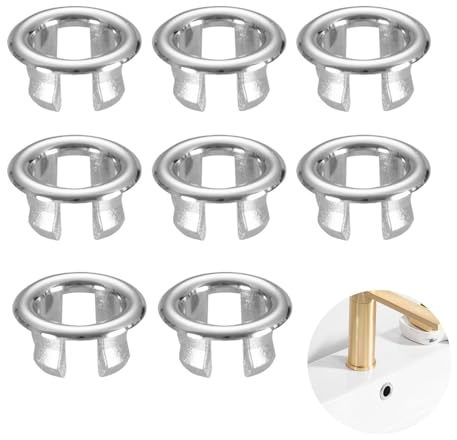 8 Piezas Anillo de Desbordamiento de Fregadero, Embellecedor Lavabo Agujero, Anillo Desbordamiento Lavabo, Perfecto para Cocina y Baño