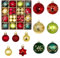 44 Stück Weihnachtsbaumkugeln, Weihnachtskugeln Kunststoff Set, Wetterfeste Weihnachtskugeln für Festival Dekore Weihnachtsbaumschmuck, Traditionelles Thema Rot & Gold & Grün