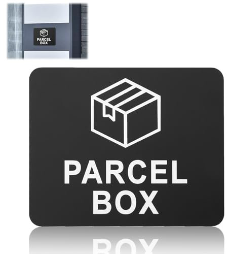 Parcel Box Sign Adhesive Packages Deliveries Here Waterproof Notice Self Adhesive Acrylic Parcel Box Sticker 11 x 9cm Delivery Driver please leave parcels in porch sign No More Lost Goods, Black