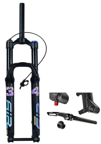 ZECHAO Forcella Ammortizzata for Bicicletta MTB 27,5/29 Pollici, Tubo Dritto 1-1/8 Lega Di Alluminio Escursione 140mm Perno Passante con Regolazione Del Rimbalzo Forcella Ad Aria(Straight Remote Lock
