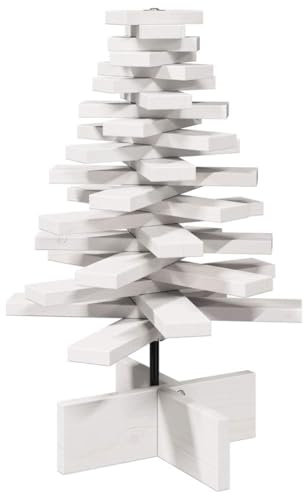 vidaXL Árbol de Navidad de Adorno Madera Maciza Pino Blanco 60 cm, decoración de árbol de Navidad de Madera, árbol de Navidad de Madera, decoración de Navidad de Madera