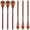 Dimeho Lot de 6 cuillères à café en bois à long manche, petites cuillères à café longues en bois faites à la main, petites cuillères de dégustation pour confiture, dessert, cuillère à mélanger,