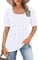 WNEEDU Ladies Tops Square Neck T Shirts for Women UK Summer Puff Short Sleeve Blouses Pleated Tunic Tshirts Flowy Elegant Casual Tee White XL