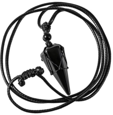JOZMMZEOOA Edelsteine Sechseckiger Halskette,Kristalle Aura Heilsteine Edelsteine Kristalle Steine Chakra Energiestein Einstellbare Schwarzes Lederseil,für Damen und Herren (Schwarzer Onyx)