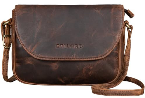 STILORD 'Esther' Damen Handtasche Umhängetasche Echtleder Vintage Ledertasche zum Ausgehen klassische Abendtasche Partytasche Freizeittasche Leder, Farbe:soria - braun