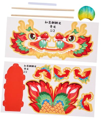 Generisch 1 Satz Drachenspielzeug aus Papier chinesisches Papier Dekorationen des chinesischen Jahres chinesisch neujahr chinesische neujahrsdekoration Basteln mit Drachen aus Papier hölzern