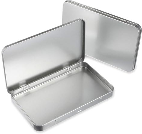 Bremorou 2 Stück Blechdose Metalldose Metallbox Klein Metallbox Süßigkeiten Leere Metallbehälter Metalldosen Mit Deckel Für Diy Verwenden Home Organizer Silber 18 × 11 × 1.5 Cm