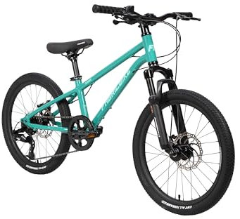 FabricBike Terra - Alu Mountainbike Jugendfahrrad 20 Zoll ab 6, 7 und 8 Jahre, 7-Gang-Schaltung, Scheibenbremse, Federgabel, Kinder Fahrrad (Teal Green)