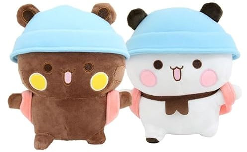 JIIENO Kuscheltier, 2 Stücke Dudu Bubu Plüschtier, Bubu Dudu Pandabär Kuscheltier Kissen, Bezauberndes Weiches Plüschtierkissen, Cute Plushies Bär Panda für Kindergeschenk