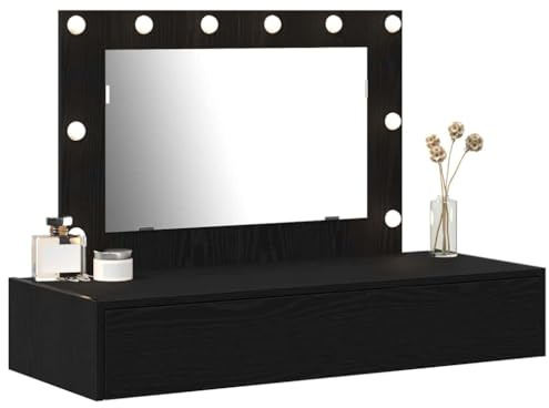 vidaXL Schminktisch Schwarz 100 x 40 x 70 cm Holzwerkstoff | Verstellbare LED-Lichter für mehr Sicht, Trendiges mattes Finish, das zu jedem Einrichtungsstil passt,