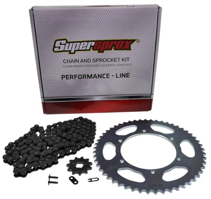 Supersprox Performance Kettensatz, 420er Kette 132 Glieder, 11/53 Zähne, kompatibel mit Aprilia SX 50, RX50, Derbi Senda
