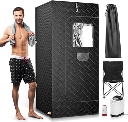 Tnamdan Sauna Portatil,Sauna para el Hogar,Calentamiento Rápido en 3 Minutos y 9 Niveles de Calor,Home Sauna Portátil con Vaporizador de 3L, Silla Plegable, Control Remoto 180×80×80 CM