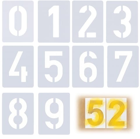 JUGUTA Numeri Adesivi Grandi Stencil Numerici N. 35, 1 Set Numeri 0-9, 10 Stencil Singoli, Per Pittura