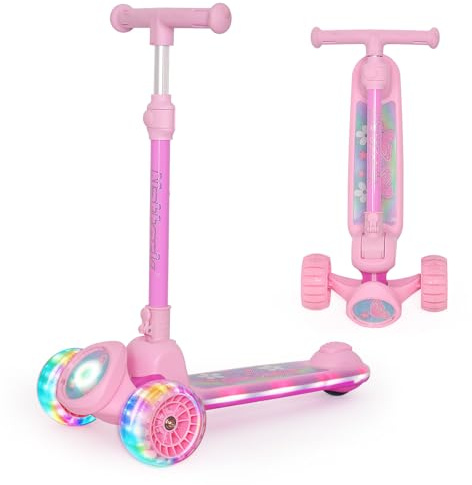 Nattork Scooter Kinder Roller, 3 Räder Kinderroller mit Breitem Rutschfestem Deck und T-Bar-Griff, Balance-Trainings-Roller mit Höhenverstellbarer für Kinder ab 3 Jahren, Maximale bis zu 100kg