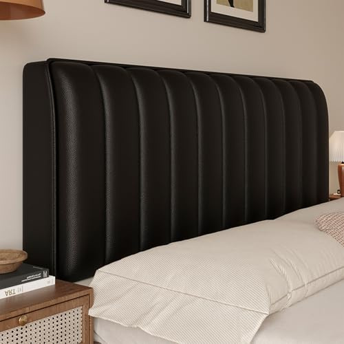 UHVUJDUI Bettkopfteil Hussen Leder Bett Kopfteil Bezug/Überzug Leder,All-Inclusive Dehnbare Kopfteilbezug Staubdichte Schutzhülle Für Schlafzimmer Kopfteil(Nero,140cm)