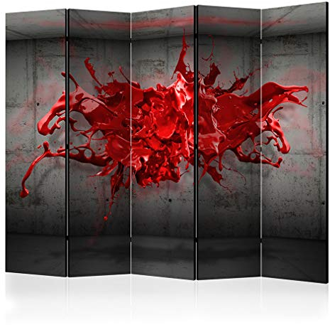 decomonkey Paravent Raumteiler Innen Abstrakt 225x172 cm 5 Teilig Beidseitig Room Divider Wall Raumteiler Stehend Trennwand Sichtschutz Spanische Wand Sichtschutzwand Wohnzimmer Holz Mauer Beton