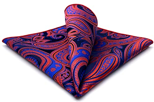 S&W SHLAX&WING Blau Rot Herren Einstecktücher Paisley Hochzeit