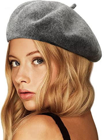 Wheebo Wool Beret Hat, einfarbige französische warme Wintermütze für Frauen Mädchen