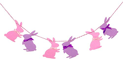 Oblique Unique® Hasen Girlande Osterhasen Kaninchen Banner - 90cm - aus Filz in Rosa und Lila für Ostern Kinder Geburtstag Party Feier Deko