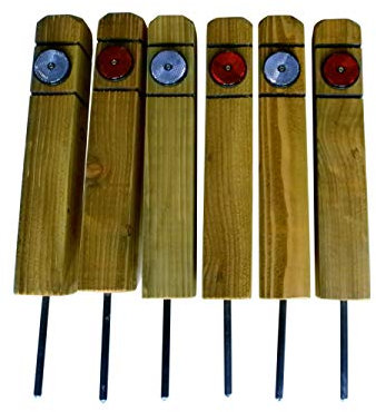 6 x 18 inch (45cm) Timber Front and Rear Reflective Keep Off Grass Verge Posts Boundary Markers, Push in Ground Both Sides Reflective