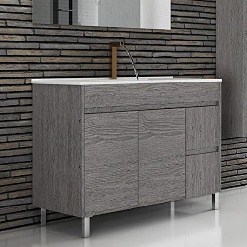 DUCHA.ES Mueble DE BAÑO con Lavabo ENCIMERA Moderno Medidas (100CM, Gris Ceniza)