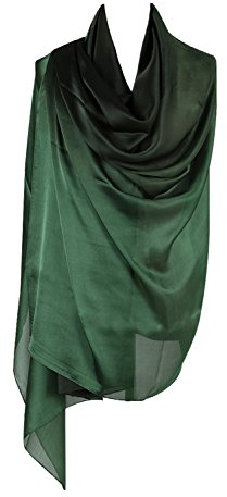 PB-SOAR Mode Damen Farbverlauf Schal Seidenschal Halstuch Stola 190 x 100cm, leicht und schlicht, 18 Farben auswählbar (Dunkelgrün/Grün)