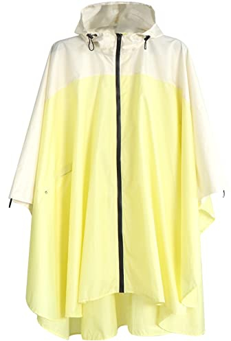 ANYOO Wasserdicht Radfahren Regen Poncho Portable Leichte Regenjacke Mit Kapuze Fahrrad Compact Regen Cape Wiederverwendbare Unisex für Backpacking Camping Outdoors,Mindaro/ivory,Einheitsgröße