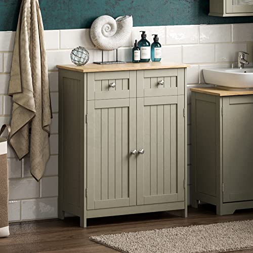 Bath Vida Priano Mobile da Bagno con 2 Cassetti e 2 Ante, Colore: Grigio, Grey 2 Drawer 2 Door Bathroom Cabinet