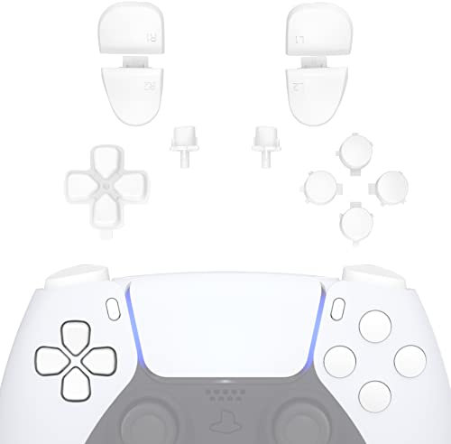 eXtremeRate Tasti per ps5 Controller BDM-030/040/050,D-pad Trigger R1 L1 Grilletti R2 L2 Pulsante Share Option Ricambio per ps5 Joystick BDM 030 040 050-Bianco