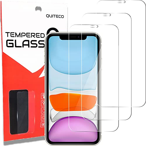 QUITECO Panzer Schutz Glas für iPhone 11 Pro, iPhone X/iPhone XS [3 Stück] Schutzfolie Glas Display Panzerfolie Schutzglas