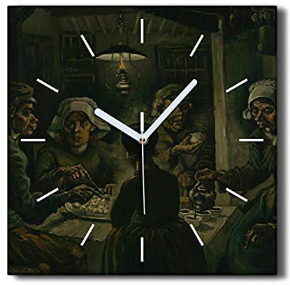 Coloray Uhr auf Leinwand 30x30cm Segeltuch Wohnzimmer Dekoration Ohne tickendes Geräusch Wand Uhr - Van Gogh Kartoffel
