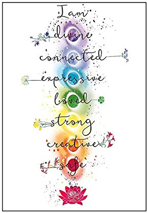 Sieben Chakren und entsprechende Heilkristalle Guide Poster Meditation Wandkunst Leinwand Malerei Yoga Wohnzimmer Dekoration Ungerahmt-50X70cm