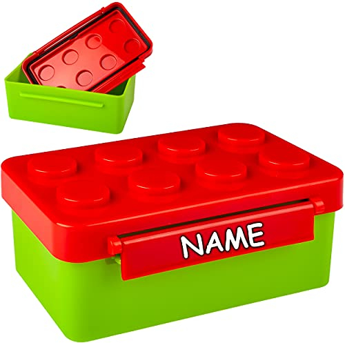 alles-meine.de GmbH Bausteine Artikel wählbar Lunchbox/Brotdose - rot - inkl. Name - BPA frei - spülmaschinen geeignet - Brotbüchse Küche Essen - für Erwachsene & Kinder - ..