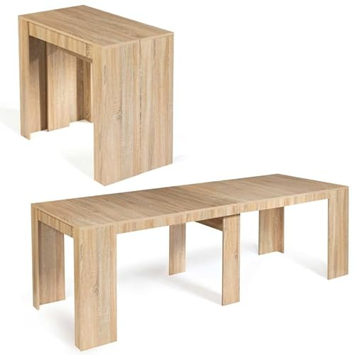 IDMarket - Table Console Extensible Orlando 10 Personnes 235 cm Bois façon hêtre