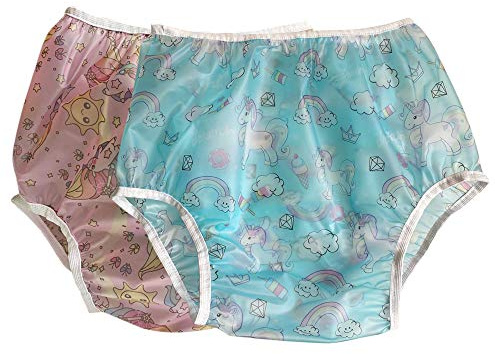 Mutande riutilizzabili, lavabili e impermeabili per incontinenza, pannolini coprenti per pazienti, anziani, uomini e donne adulti, confezione da 2 pezzi (rosa e blu, L)