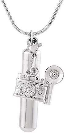 KBFDWEC Cylindre polonais d'acier Inoxydable avec Le Pendentif commémoratif de crémation d'accessoires d'appareil-Photo pour des Bijoux de Souvenir de Souvenir d'urne de Cendres